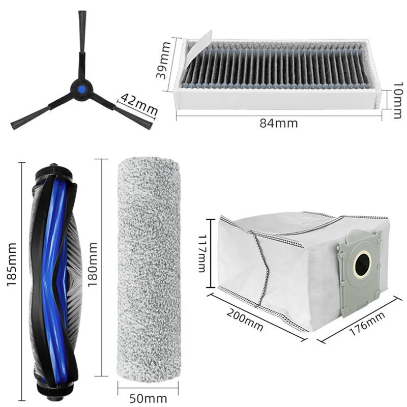 EAS-Spazzola a rullo principale + kit rullo per Ecovacs X8 PRO/X8 PRO OMNI/X8 PRO PLUS Filtro HEPA Spazzola laterale Sacchetto per la polvere Parti per aspirapolvere