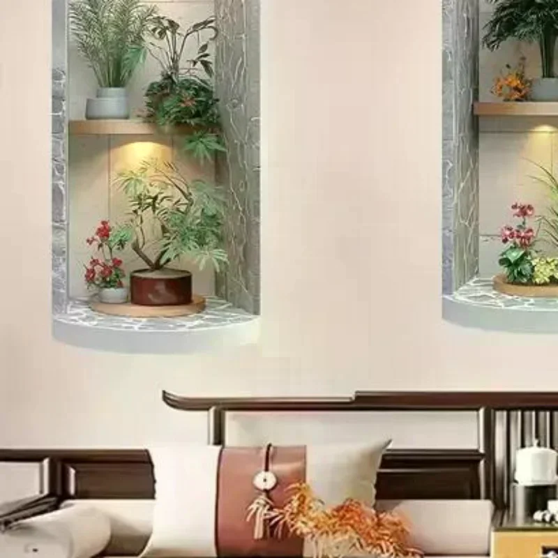 2D Green Tree Wall Sticker Self-Adhesive Easy To Peel Plant Wall Sticker Waterproof PVC Wall Decoration