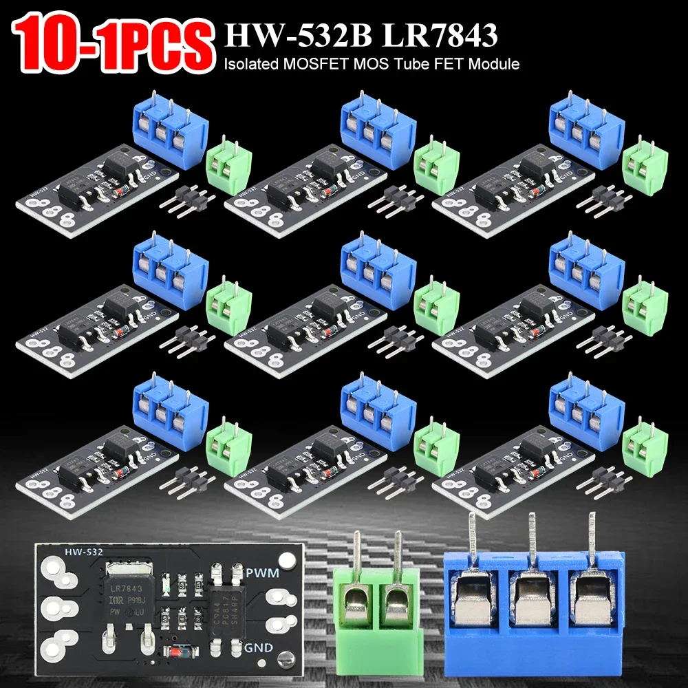 10-1PC LR7843 Modul MOSFET Terisolasi MOS Tube FET Pengganti Relay Board DC5-30V HW-532B Kontrol Start Stop Motor Modul FET