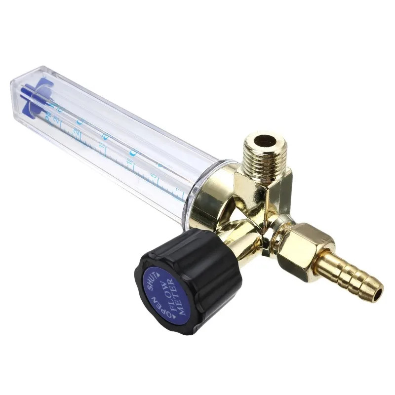 1pc 7mm Barb Argon Flow Meter 1/4PT 0.15 MPA Gas AR/CO2 Welding Regulator Clear & Gold