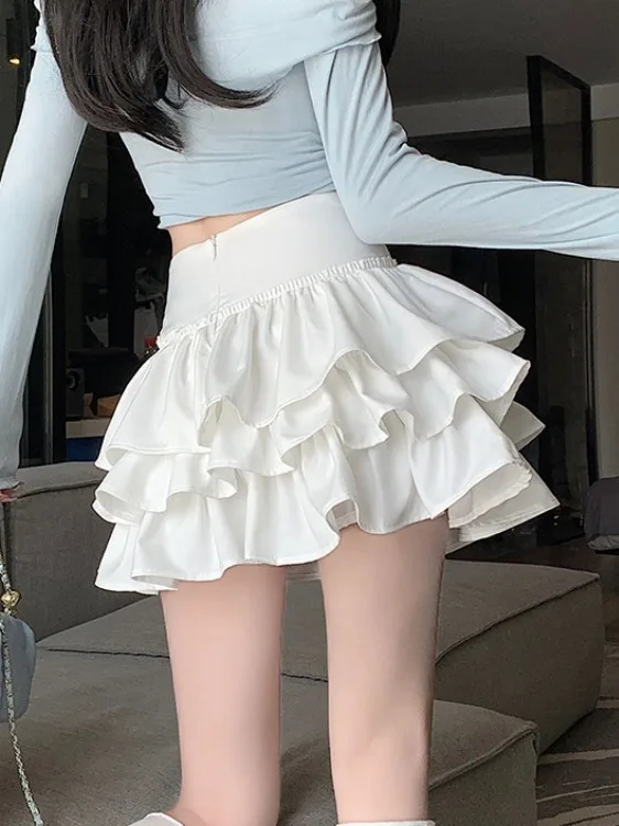 

Новая женская короткая юбка Ballet Sle White Cake с высокой талией, расклешенная, А-силуэт, пышная, для весны и лета, Ci Walk