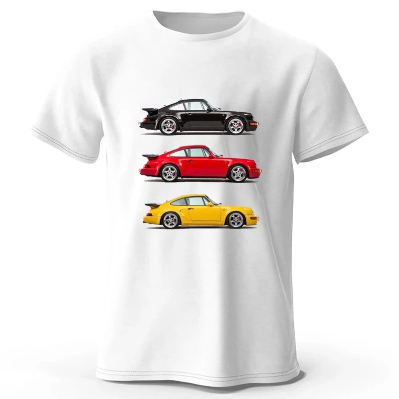 Car Racing Classic Graphic T Shirts Short Sleeve 100% Cotton T-shirts Oversize Tops Summer Harajuku Streetwear Men\'s Clothing