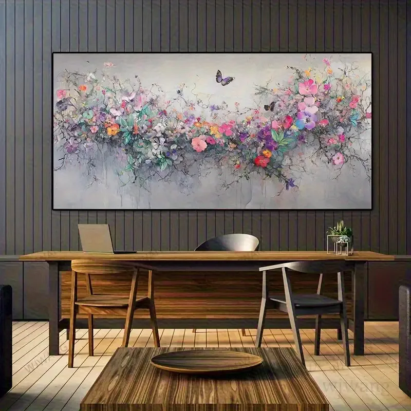 

1pc Frameless Painting Prints Wall Art, Flower Butterfly Landscape Canvas for Living Room Wall Art, Poster for Bedroom, 2D Flat