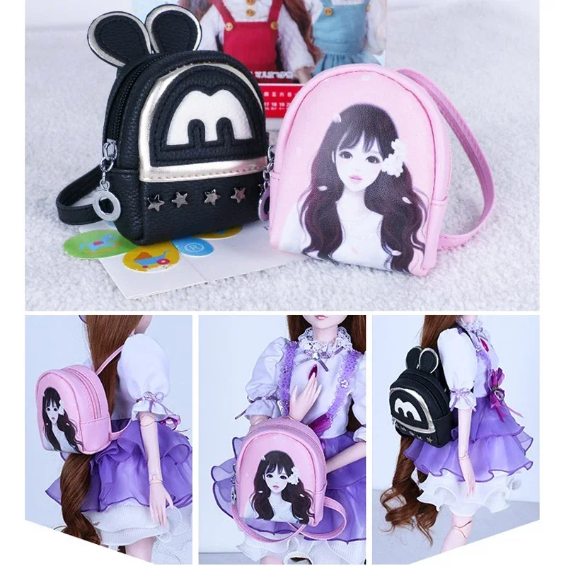 

8×9CM Mini Girl PU Bags 1/3 bjd Doll Backpack for 45-60cm Dolls Accessories Toys for Children
