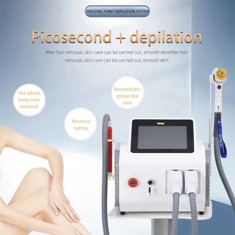 

2 in1 Pico Laser Diode Picosecond Laser Tattoo Removal Q Switched Nd Yag Laser 755 808 1064nm Hair Removal Machine