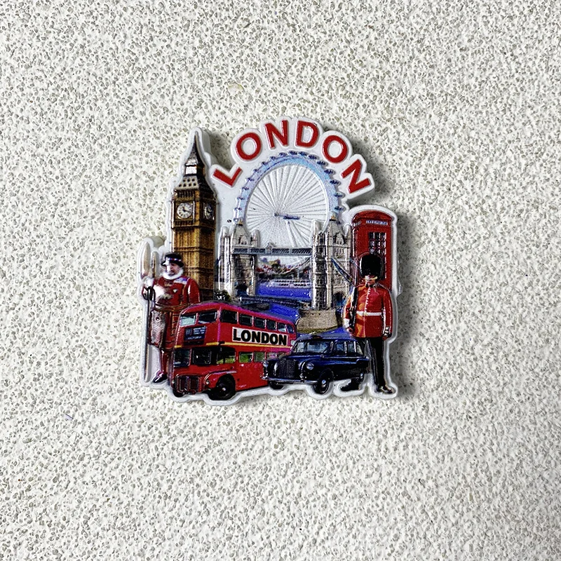 

UK Souvenir Fridge Decor with Strong Magnets - Iconic Scenes of Big Ben, Double Decker Bus, and Red Telephone Booth