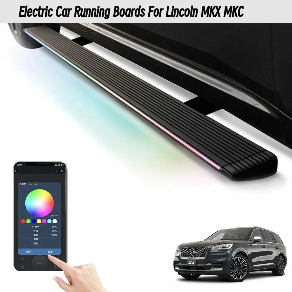 

For Lincoln MKX MKC Automatic Electric Power Running Boards with LED Lights Retractable Side Steps Exterior Car Accessories