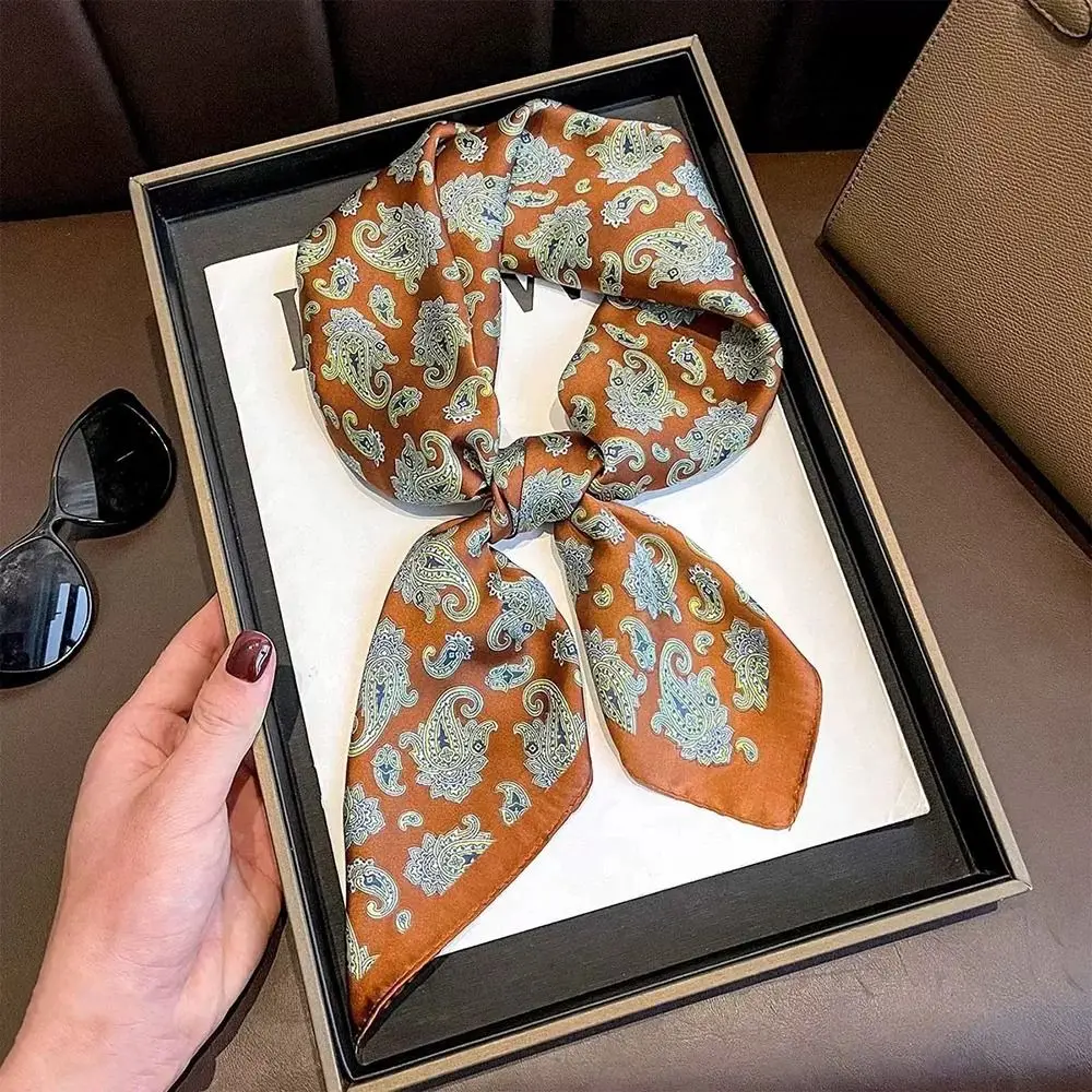 

70x70 см квадратный шарф хиджаб в богемном стиле с цветочным узором гладкая бандана защита от солнца элегантные ленты для волос головные уборы