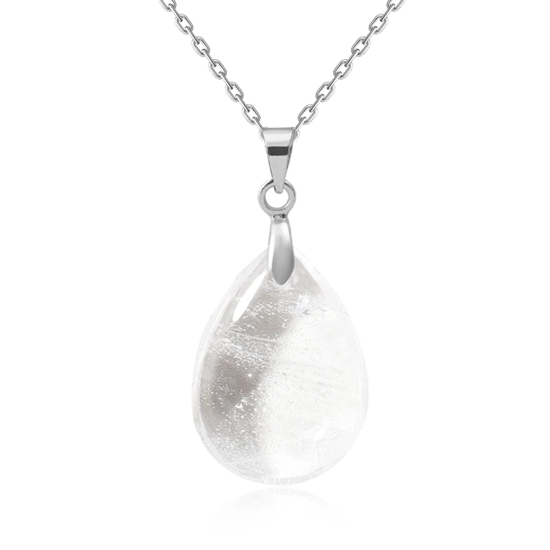 Neue Modische Naturstein-Kristall-Anhänger Tropfenförmiger Einfacher Anhänger Halskette Ohrringe Schmuckherstellung Mit Kette Collier – Detail 36