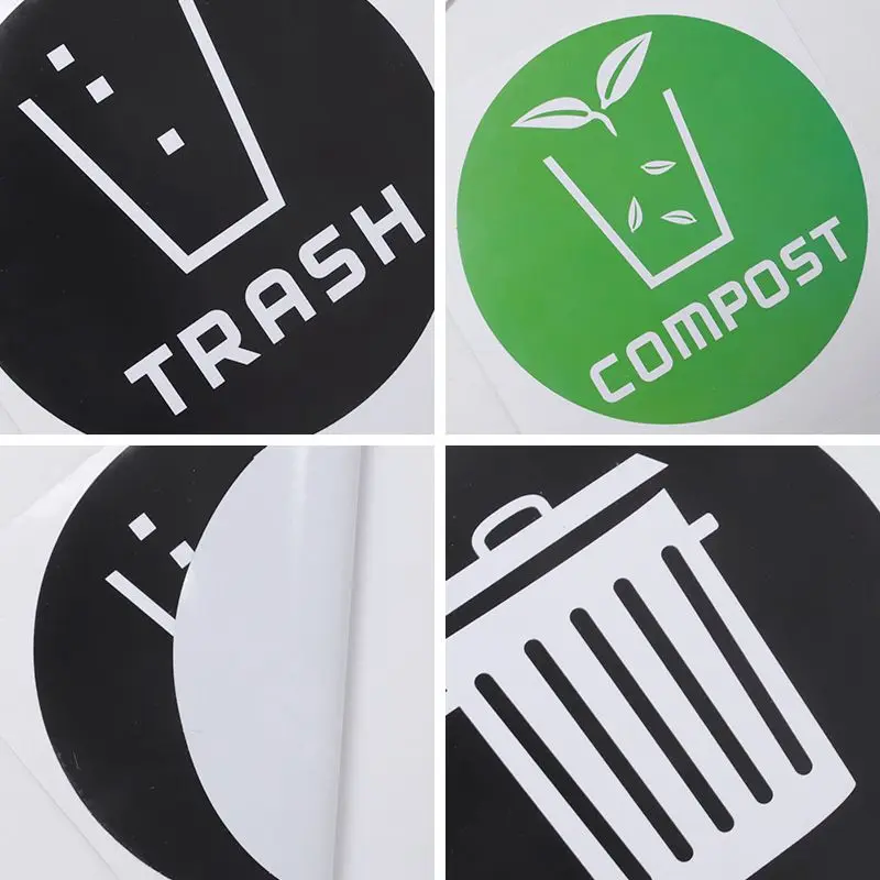 12pcs Diameter 10CM PVC Recycle Trash Bin Sticker Vinyl Stickers Decals For Label Bins, Containers, Garbage Cans home decor