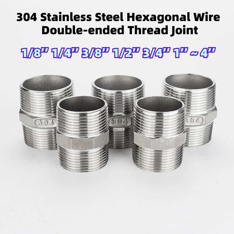 

304 Stainless Steel Hexagonal Wire Double-ended Thread Joint Straight-through Internal Connection Short Connection Water Tube