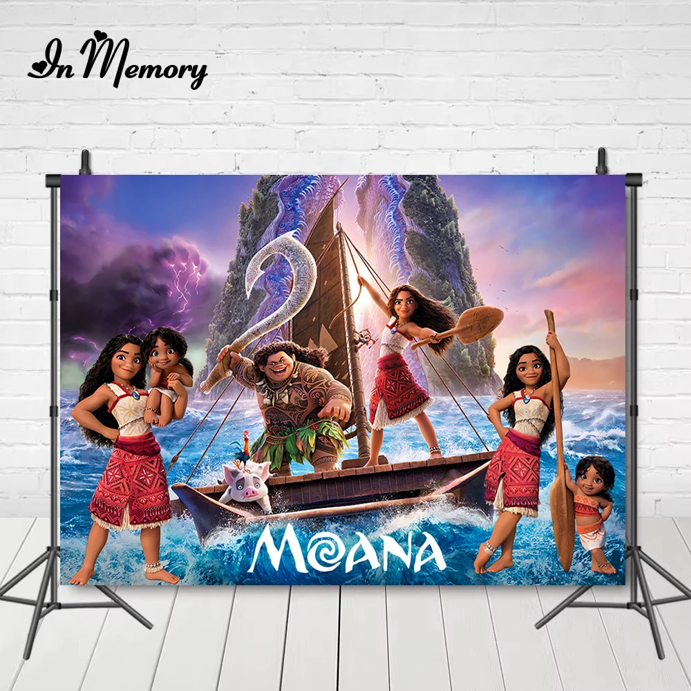 ديزني موانا 2 خلفية المحيط الصيف ماوي فايانا الفتيات حفلة عيد ميلاد ديكور استحمام الطفل صور خلفيات لافتة مخصصة