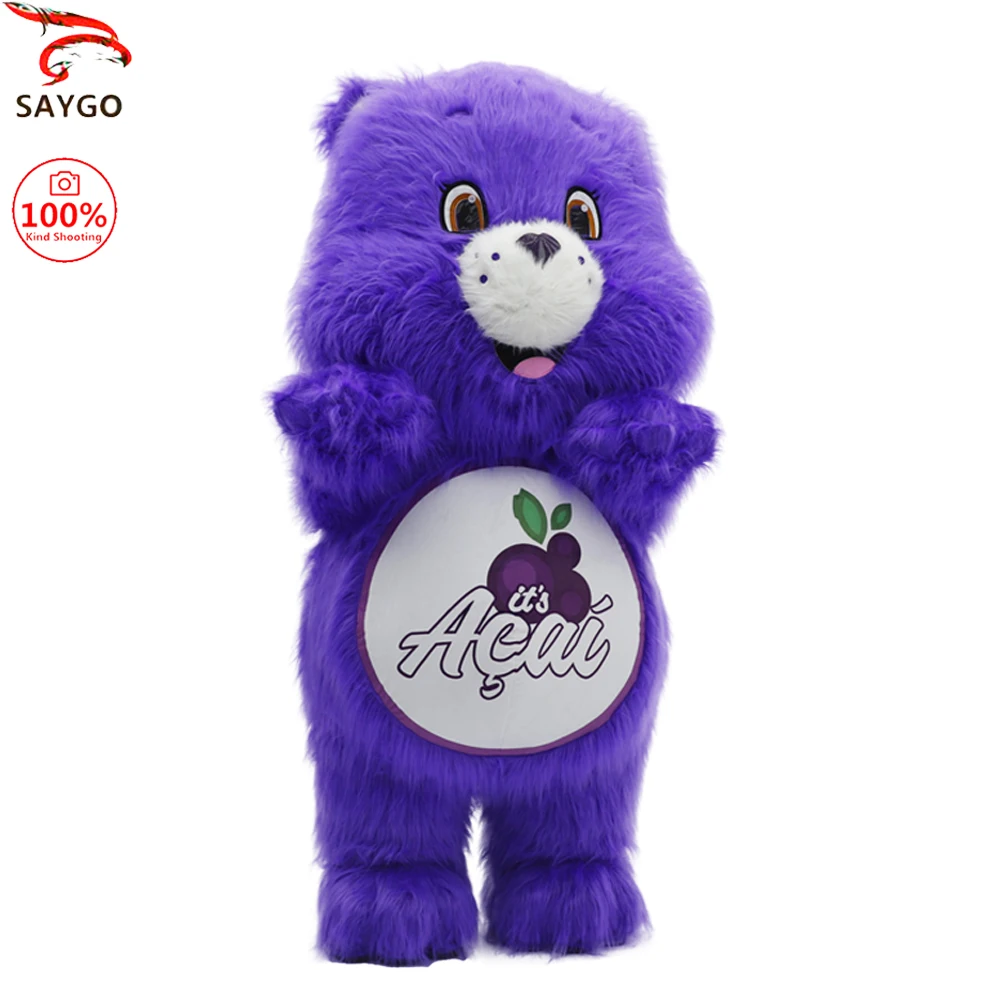 

SAYGO Cute Purple Bear Inflatable Costume Mascot Adult Character Cosplay Carnival Opening Ceremony Party Event Plush Set