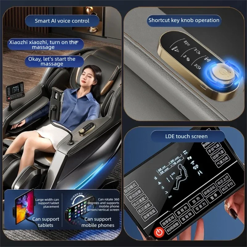 4D آلية تدليك كرسي التايلاندية العميقة تمتد LCD شاشة تعمل باللمس العجل الأسطوانة وسادة هوائية ضغط العجن صفر الجاذبية الاسترخاء #4