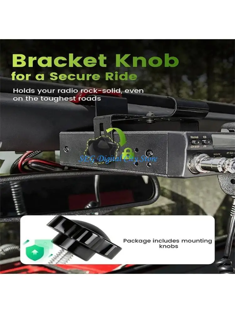 U75B Vehicle Radio Installation Mount Holder for Mobile Communication Gear, Adjustable Metal Support with Side Guides and Hand