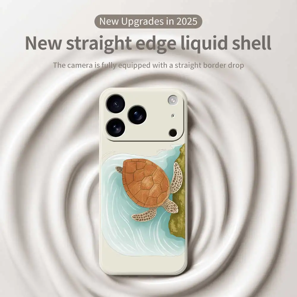 Чехол для телефона с черепаховым узором для iPhone 17 Pro Max 17 Air 16 15 14 13 12 11 Pro Max XS Max 7 8 Plus 16e 16 15 Plus Чехол из ТПУ