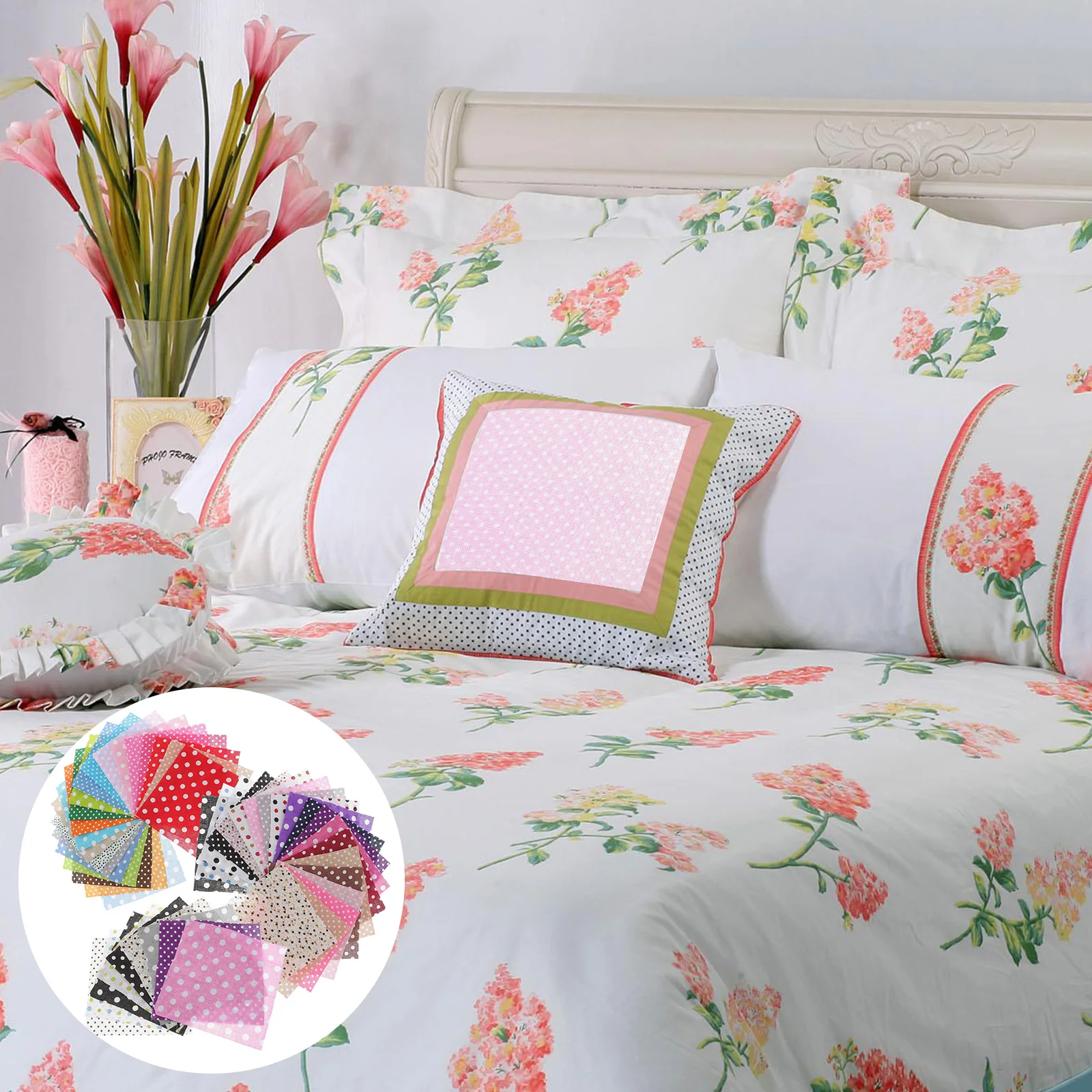 50pcs 10X10Cm Cotton Patchwork Fabric Flower Pattern Craft Cloth For Quilting Sewing Diy Projects Handmade Accessories
