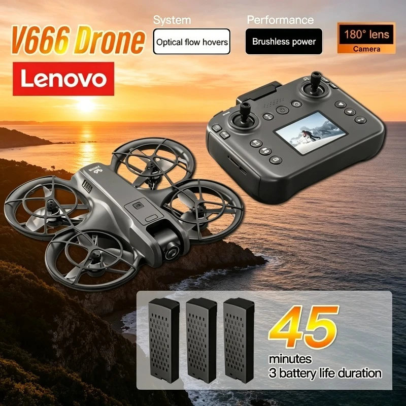 

Lenovo V666 Mini Drone 4K 8K Professional Aerial Dual Camera Intelligent obstacle avoidance Brushless Quadcopter Kid RC Toys