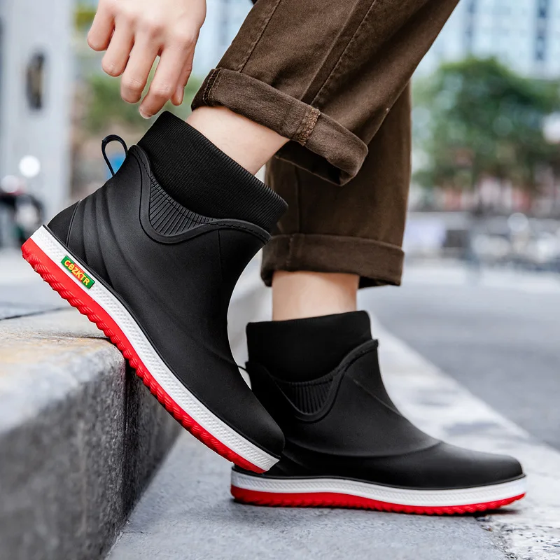 

2026 New Men's Outdoor Mountaineering Wading Rain Shoes Lightweight Wear-Resistant Waterproof Anti-Slip Work Shoes Overshoes