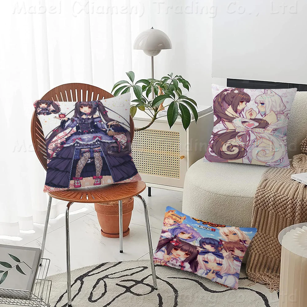 Anime Nekopara Personalized Picture Text Home Decorative Pillows Household Gifts 45x45cm