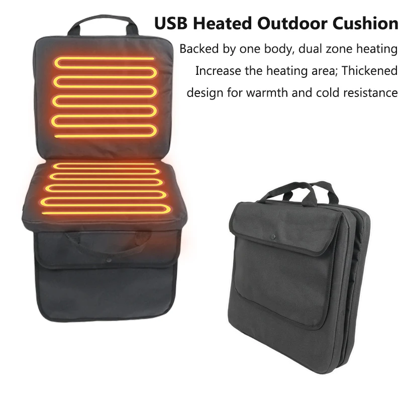 USB Electric Heating Seat Cushion Office Outdoor Chair 5-Speed Timer Temperature Adjustment Electric Heating Camping Pad Seat