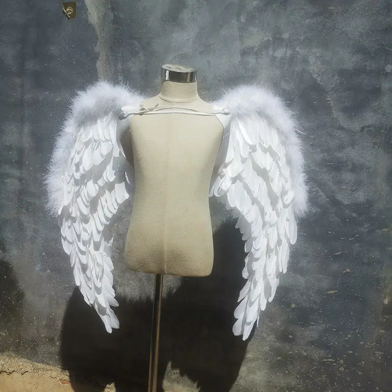 White Feather Child Wings Performance Halloween Props Princess Flower Girl Wedding Props Party Show