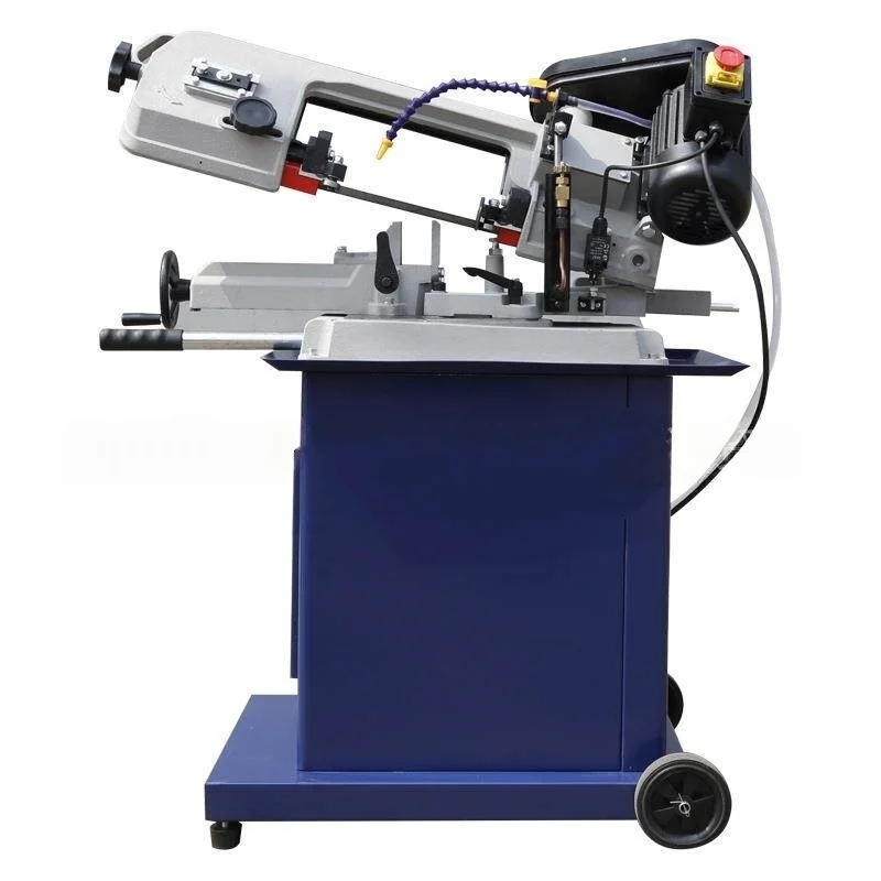 Mobile Horizontal Metal Band Saw Machine with Casters Coolant Spraying System Multi-Angle Steel Cutting Band Saw (Customized)
