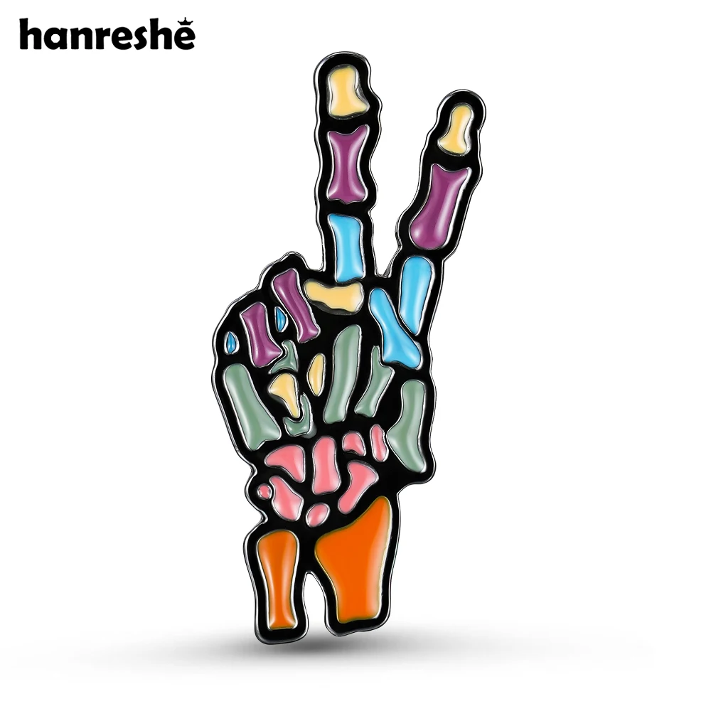 Hanreshe Colorful Enamel Hand Bone Pin Medical Biology X-Ray Funny Brooch for Doctor Nurse Backpack Lapel Badge Gifts