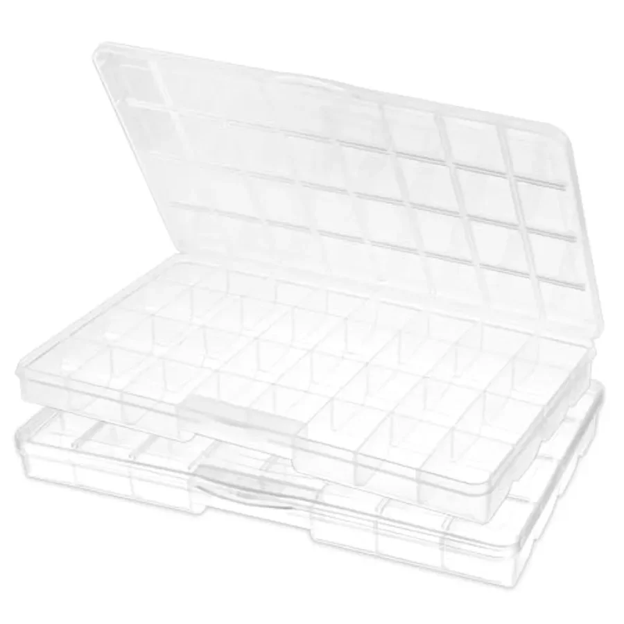 

2 упаковки, органайзер для хранения бусин с 32 сетками, прозрачный пластиковый контейнер для мелких деталей, коробка с разделителями и запираемыми крышками для ювелирных изделий