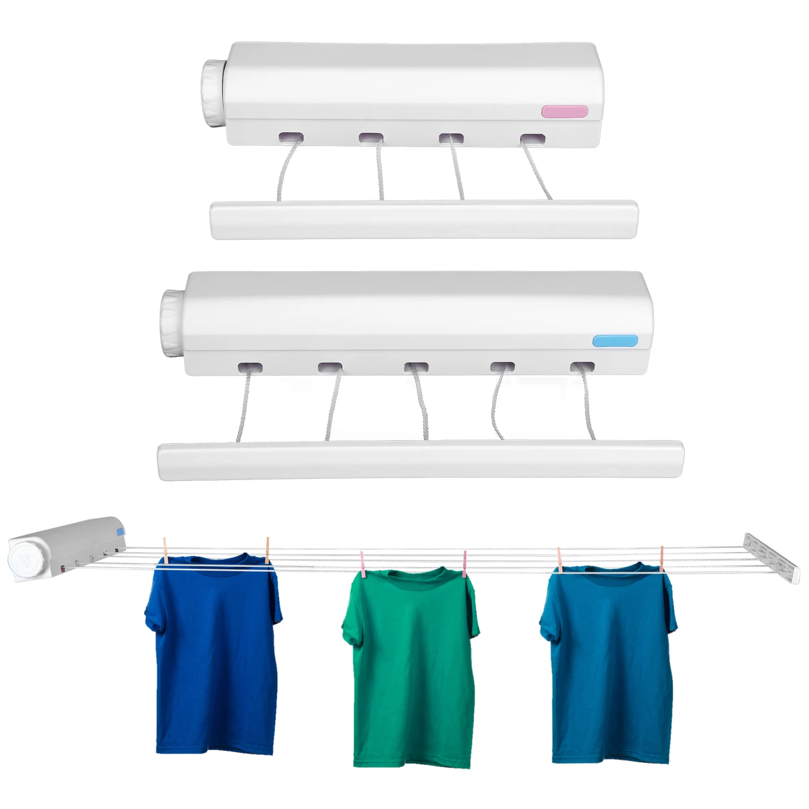 Retractable Indoor Clothesline Drying Hanger Wall Mounted Clothes Drying Rack Bathroom Invisible Clothesline With 4/5-Lines