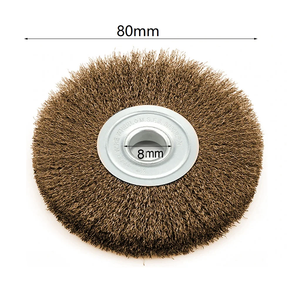 Imagem -05 - Flat Crimped Steel Wire Brush Wheel Brush Rotary Tools para Metal Rust Removal Polishing Grinder Rotary Tools Acessórios 3