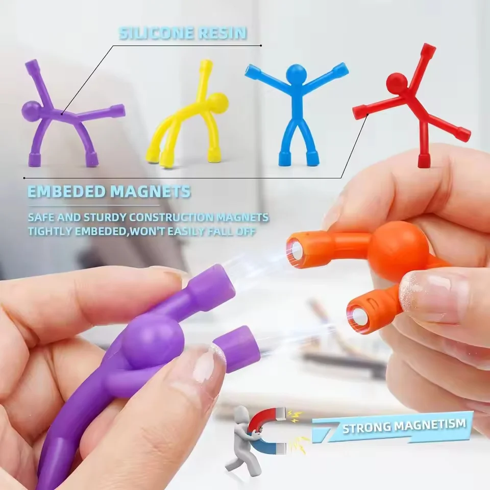 10Pcs Colorful Fridge Magnets Cute Mini Man Flexible Magnetic Sticker Magnet People for Refrigerator DIY Hook Home Office Decor - view 5