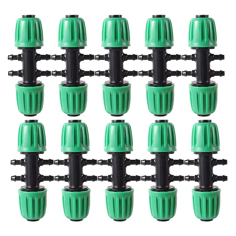 10 Pcs Barbed Tee 1/2 Inch Tubing 16Mm To 1/4 Inch Irrigation Tube Anti-Drop Fitting (Fits 13Mmid/ 4Mm ID) 6-Way Adapter