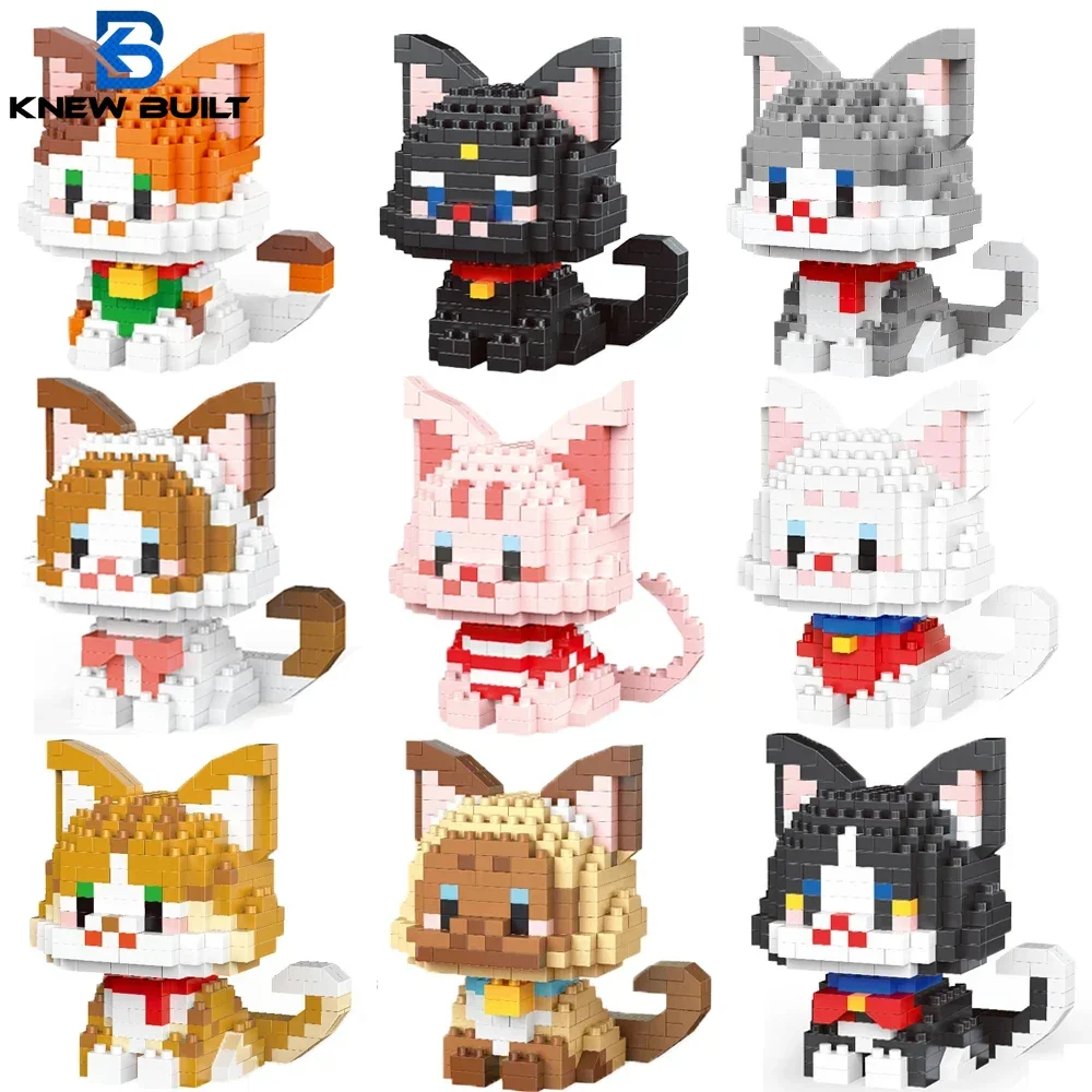 Knew Built Diverse Cat Micro Mini Building Blocks Toys 2 Assembly Styles, Multiple Cat Models, Perfect Gift for Cat Lovers