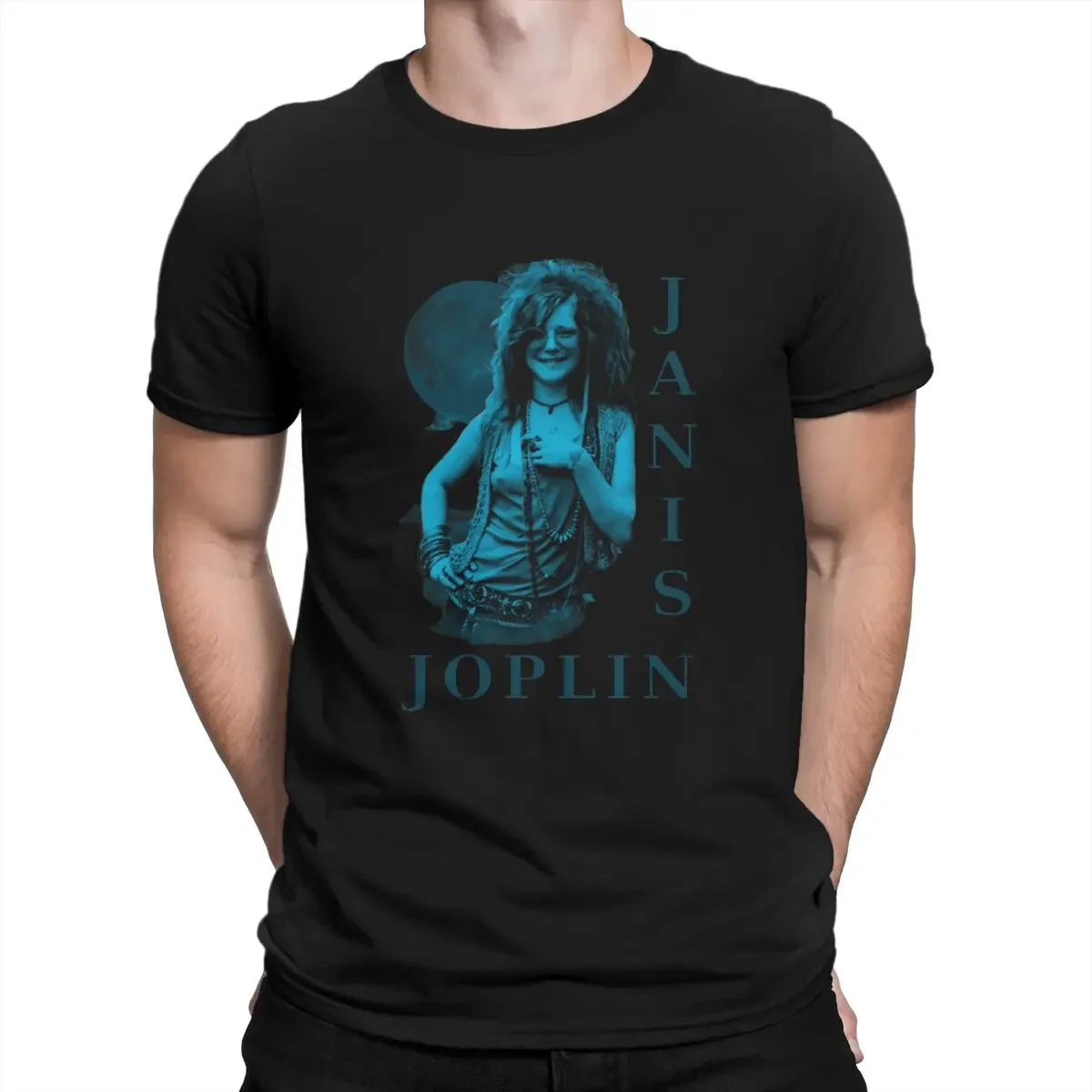 Janis Joplin Newest TShirt for Men American Rock Musicians Of The 1970s Round Collar Pure Cotton T Shirt