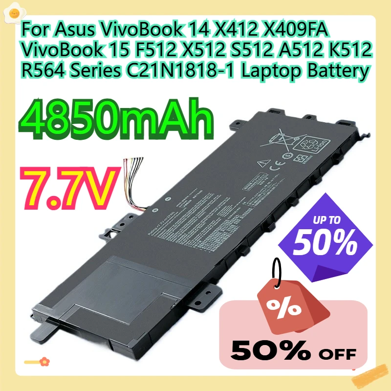 

For Asus VivoBook 14 X412 X409FA VivoBook 15 F512 X512 S512 A512 K512 R564 Series C21N1818-1 Laptop Battery