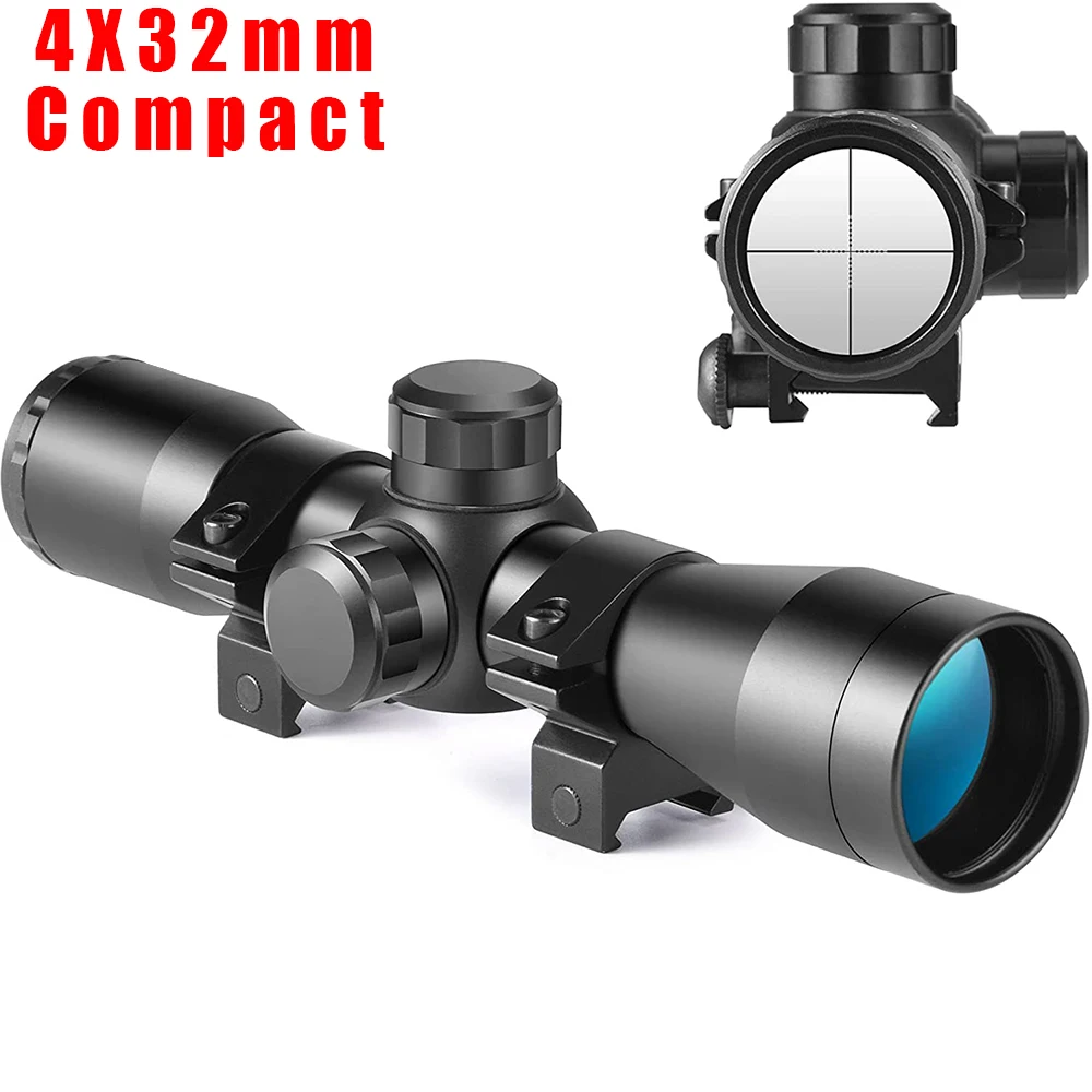 4x32 Compact Rifle Scope Hunting Optical Sight Tactical Riflescope Collimator Telescopic Sights for 11/20mm Picatinny Rail