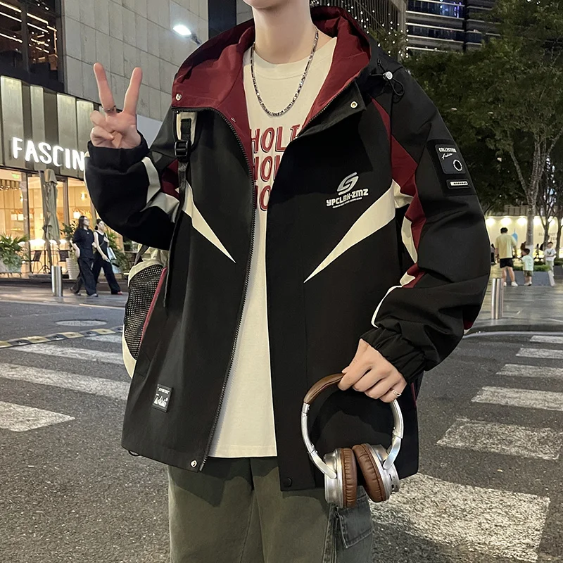 

Fashion Casual Hooded Jackets And Coats Men's 2026 Spring Autumn Streetwear Loose Tops Clothing Large Size M-4XL Youth Hood Coat
