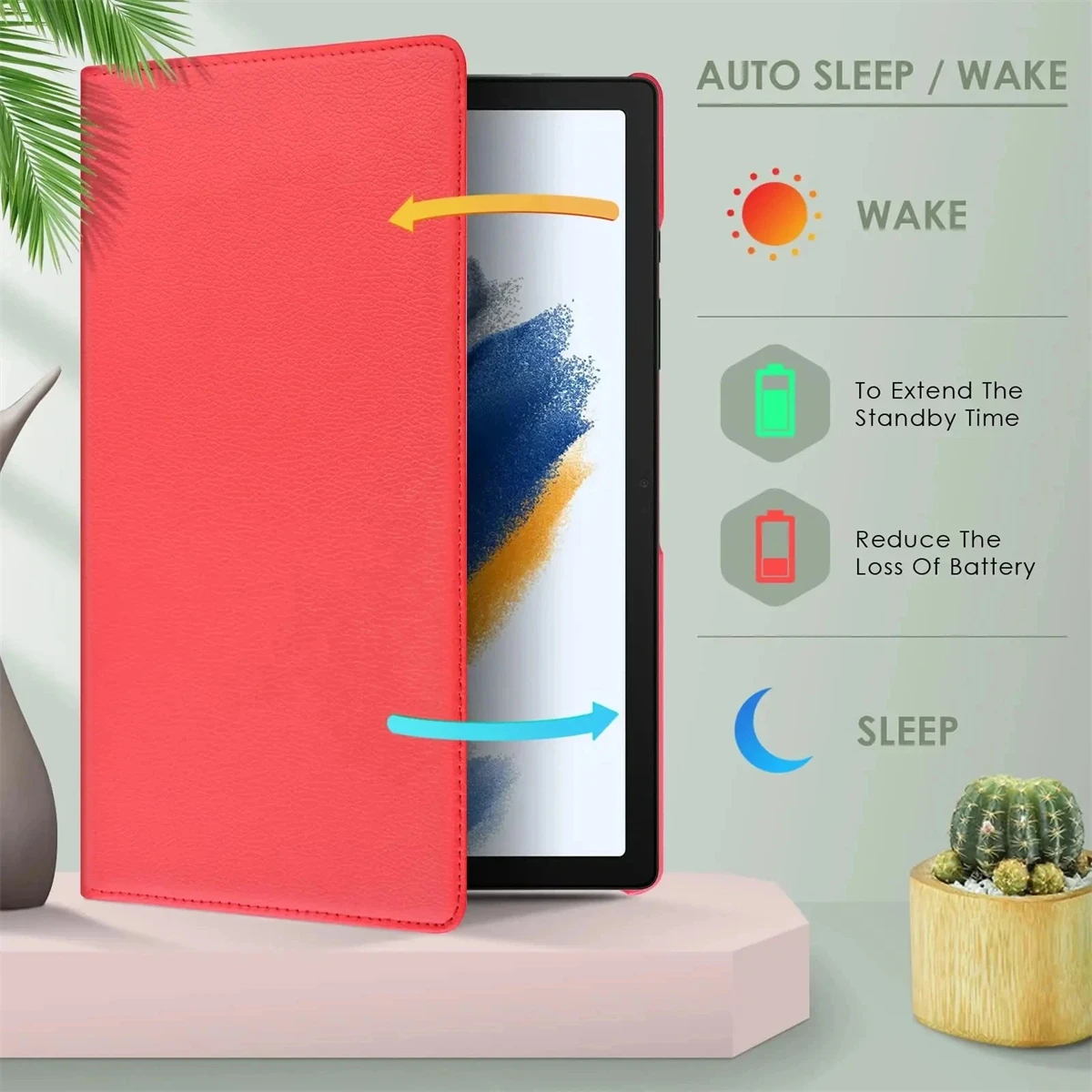 PU lederen tablethoes voor Xiaomi Pad 6S Pro 12,4 inch met 360 °   Rotatiestandaard Hoge kwaliteit beschermende hoes
