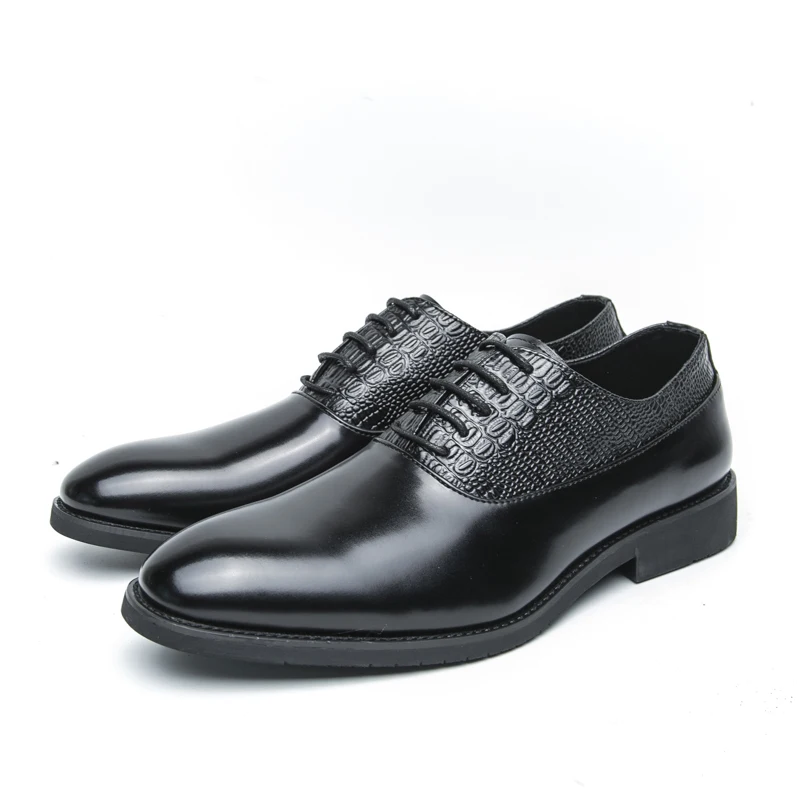 

Men Derby Shoes with PU Splicing Low Heel Comfortable Breathable Simple Fashionable Casual Shoes