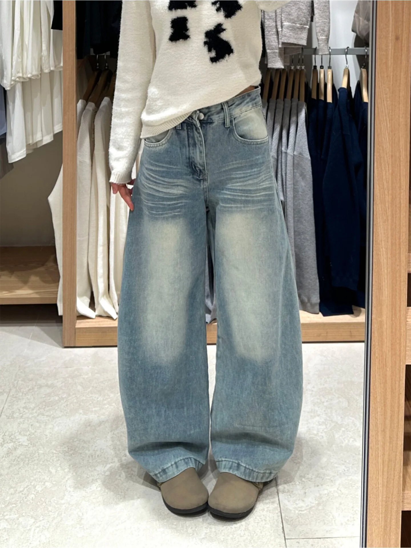 

High Waist Wide Leg Jeans Women's Loose Fit Slimming Denim Shorts High Street Style Retro Washed Summer New Arrivals