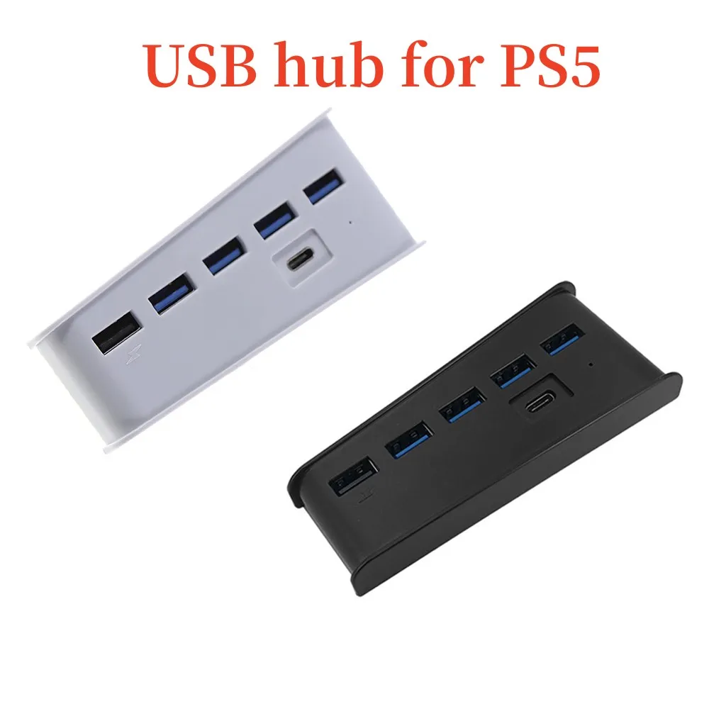 USB Hub Extension Adapter For PS5 USB Splitter Expander Hub for PlayStation 5 With 4 USB + 1 USB Charging Port + 1 USB C Port