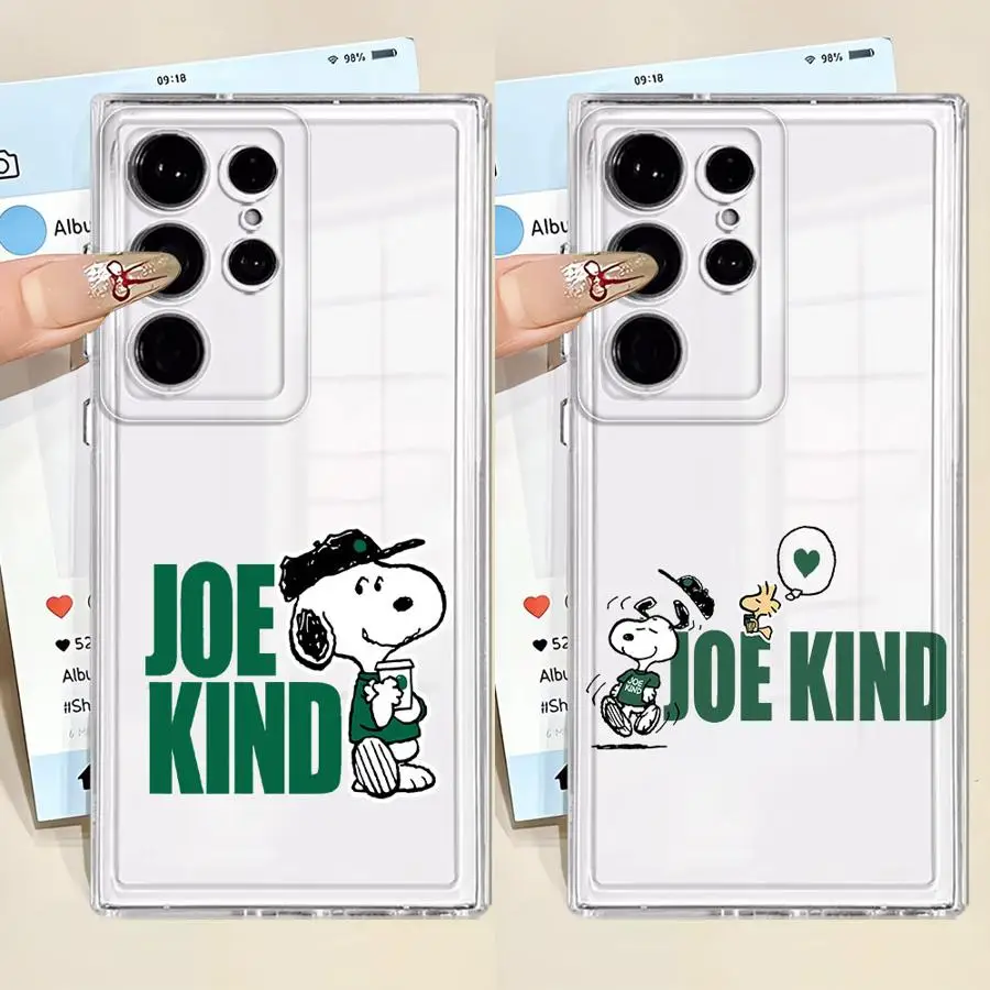حافظة شفافة لهاتف سامسونج جالاكسي S23 S25 Ultra S21 S10 Plus S24 FE S22 S20 نوت 10 20 كارتون لطيف للغاية S-Snoopy #1