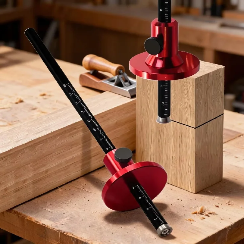 Woodworking Scriber-Wood Marking Tools With Inch & MM Scale, Wheel Marking Gauge-Parallel Line Drawing Mortise Measuring Tool