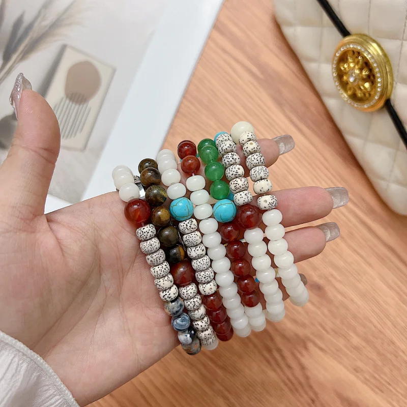 Originaldiyphone chain pendant simple fashion high-grade handmade beaded crystal short multi-treasure frosted bracelet