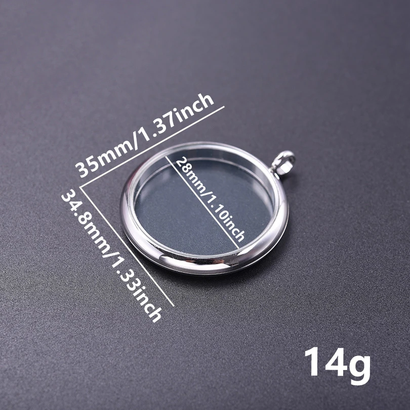 1 Stück Edelstahl zu öffnende Glasmünze Lünette Feuerbestattung Urne Medaillon Anhänger rund zuverlässig Bild Medaillon iPлон Schmuck