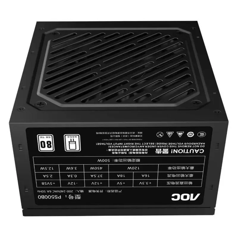 AOC Armored PS500B0 500W Rated PC Power Supply, Home & Office PSU Compatible With RTX 5060 / 5060Ti