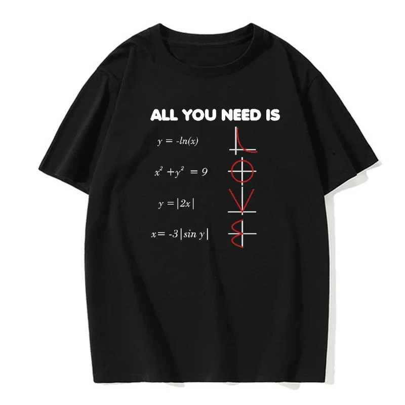 Geometry Algebraic Equations Diagram T-Shirt, All You Need Is Love Math Science Questions Fashionable European Size T-Shirt