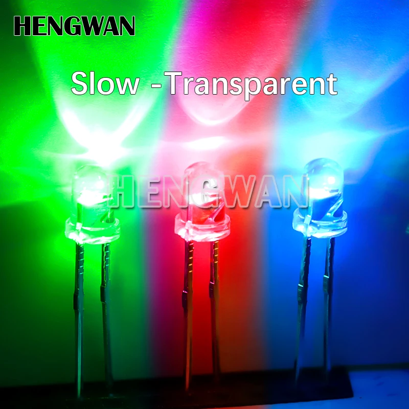 50szt F3 3mm Szybka / Wolna Lampa błyskowa RGB Czerwony Zielony Niebieski Tęczowy Wielokolorowy Migający Światło Dioda Emitująca Światło Okrągła LED Pełny Kolor DIY