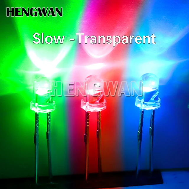 50szt F3 3mm Szybka / Wolna Lampa błyskowa RGB Czerwony Zielony Niebieski Tęczowy Wielokolorowy Migający Światło Dioda Emitująca Światło Okrągła LED Pełny Kolor DIY
